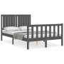 Gray solid wood bed frame with headboard 120x200 cm by vidaXL, Beds and slatted bases - Ref: Foro24-3192943, Price: 149,94 €,...