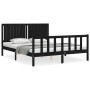 Double bed frame with black solid wood headboard by vidaXL, Beds and slatted bases - Ref: Foro24-3192955, Price: 190,99 €, Di...