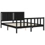 Estructura cama de matrimonio con cabecero madera maciza negro de vidaXL, Camas y somieres - Ref: Foro24-3192955, Precio: 190...