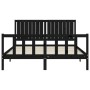 Double bed frame with black solid wood headboard by vidaXL, Beds and slatted bases - Ref: Foro24-3192955, Price: 190,99 €, Di...