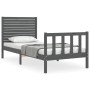 Estructura de cama con cabecero madera maciza gris 100x200 cm de vidaXL, Camas y somieres - Ref: Foro24-3193198, Precio: 132,...