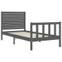 Estructura de cama con cabecero madera maciza gris 100x200 cm de vidaXL, Camas y somieres - Ref: Foro24-3193198, Precio: 132,...