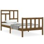 Honey brown solid wood bed frame with headboard by vidaXL, Beds and slatted bases - Ref: Foro24-3193109, Price: 137,11 €, Dis...