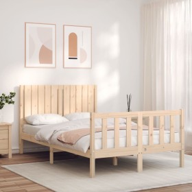 Double bed frame with solid wood headboard by vidaXL, Beds and slatted bases - Ref: Foro24-3192916, Price: 119,52 €, Discount: %