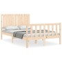 Double bed frame with solid wood headboard by vidaXL, Beds and slatted bases - Ref: Foro24-3192916, Price: 119,31 €, Discount: %