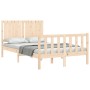 Double bed frame with solid wood headboard by vidaXL, Beds and slatted bases - Ref: Foro24-3192916, Price: 119,31 €, Discount: %