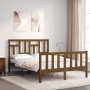 Honey brown solid wood bed frame and headboard 140x200 cm by vidaXL, Beds and slatted bases - Ref: Foro24-3193144, Price: 151...