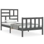 Estructura de cama con cabecero madera maciza gris 90x200 cm de vidaXL, Camas y somieres - Ref: Foro24-3193063, Precio: 113,6...