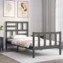 Gray solid wood bed frame with headboard 90x200 cm by vidaXL, Beds and slatted bases - Ref: Foro24-3193063, Price: 113,62 €, ...