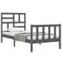 Estructura de cama con cabecero madera maciza gris 90x200 cm de vidaXL, Camas y somieres - Ref: Foro24-3193063, Precio: 113,6...