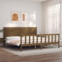 Honey brown solid wood bed frame and headboard 200x200 cm by vidaXL, Beds and slatted bases - Ref: Foro24-3193229, Price: 215...