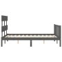 Estructura de cama con cabecero madera maciza gris 140x200 cm de vidaXL, Camas y somieres - Ref: Foro24-3193273, Precio: 155,...