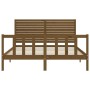 Double bed frame with honey brown wooden headboard by vidaXL, Beds and slatted bases - Ref: Foro24-3193214, Price: 195,90 €, ...