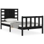 Bed frame with black solid wood headboard 100x200 cm by vidaXL, Beds and slatted bases - Ref: Foro24-3192810, Price: 149,96 €...