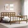 Double bed frame with honey brown wooden headboard by vidaXL, Beds and slatted bases - Ref: Foro24-3193019, Price: 154,50 €, ...