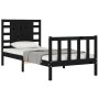 Bed frame with black solid wood headboard 100x200 cm by vidaXL, Beds and slatted bases - Ref: Foro24-3192810, Price: 149,96 €...