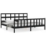 Double bed frame with black solid wood headboard by vidaXL, Beds and slatted bases - Ref: Foro24-3193030, Price: 192,75 €, Di...