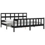 Double bed frame with black solid wood headboard by vidaXL, Beds and slatted bases - Ref: Foro24-3193030, Price: 192,75 €, Di...