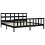 Double bed frame with black solid wood headboard by vidaXL, Beds and slatted bases - Ref: Foro24-3193030, Price: 192,75 €, Di...