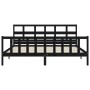 Double bed frame with black solid wood headboard by vidaXL, Beds and slatted bases - Ref: Foro24-3193030, Price: 192,75 €, Di...