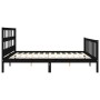 Double bed frame with black solid wood headboard by vidaXL, Beds and slatted bases - Ref: Foro24-3193030, Price: 192,75 €, Di...