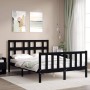 Bed frame with black solid wood headboard 120x200 cm by vidaXL, Beds and slatted bases - Ref: Foro24-3193010, Price: 170,15 €...