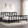 Estructura cama de matrimonio con cabecero madera maciza negro de vidaXL, Camas y somieres - Ref: Foro24-3193160, Precio: 192...