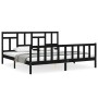 Estructura cama de matrimonio con cabecero madera maciza negro de vidaXL, Camas y somieres - Ref: Foro24-3193160, Precio: 192...