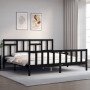 Estructura cama de matrimonio con cabecero madera maciza negro de vidaXL, Camas y somieres - Ref: Foro24-3193160, Precio: 192...