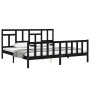 Estructura cama de matrimonio con cabecero madera maciza negro de vidaXL, Camas y somieres - Ref: Foro24-3193160, Precio: 192...