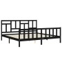 Estructura cama de matrimonio con cabecero madera maciza negro de vidaXL, Camas y somieres - Ref: Foro24-3193160, Precio: 192...