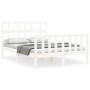 White solid wood bed frame with headboard 140x200 cm by vidaXL, Beds and slatted bases - Ref: Foro24-3193012, Price: 142,20 €...