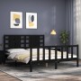 Bed frame with black solid wood headboard 160x200 cm by vidaXL, Beds and slatted bases - Ref: Foro24-3192830, Price: 189,06 €...