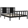 Bed frame with black solid wood headboard 160x200 cm by vidaXL, Beds and slatted bases - Ref: Foro24-3192830, Price: 189,06 €...