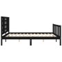 Bed frame with black solid wood headboard 160x200 cm by vidaXL, Beds and slatted bases - Ref: Foro24-3192830, Price: 189,06 €...