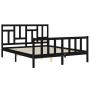 Double bed frame with black solid wood headboard by vidaXL, Beds and slatted bases - Ref: Foro24-3193150, Price: 207,99 €, Di...