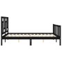 Double bed frame with black solid wood headboard by vidaXL, Beds and slatted bases - Ref: Foro24-3193150, Price: 207,99 €, Di...