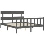 Double bed frame with gray solid wood headboard by vidaXL, Beds and slatted bases - Ref: Foro24-3193278, Price: 157,01 €, Dis...