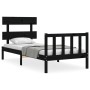 Estructura de cama con cabecero madera maciza negro 100x200 cm de vidaXL, Camas y somieres - Ref: Foro24-3193265, Precio: 131...