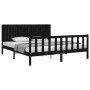 Estructura cama de matrimonio con cabecero madera maciza negro de vidaXL, Camas y somieres - Ref: Foro24-3192965, Precio: 209...