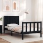 Black solid wood bed frame with headboard by vidaXL, Beds and slatted bases - Ref: Foro24-3192915, Price: 133,99 €, Discount: %