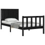 Black solid wood bed frame with headboard by vidaXL, Beds and slatted bases - Ref: Foro24-3192915, Price: 133,99 €, Discount: %