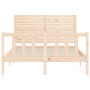 Double bed frame with solid wood headboard by vidaXL, Beds and slatted bases - Ref: Foro24-3193176, Price: 130,69 €, Discount: %