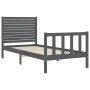 Estructura de cama con cabecero madera maciza gris de vidaXL, Camas y somieres - Ref: Foro24-3193173, Precio: 113,06 €, Descu...