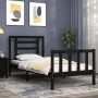 Bed frame with black solid wood headboard 90x200 cm by vidaXL, Beds and slatted bases - Ref: Foro24-3192870, Price: 138,13 €,...