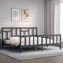 Gray solid wood bed frame with headboard 200x200 cm by vidaXL, Beds and slatted bases - Ref: Foro24-3193163, Price: 162,94 €,...