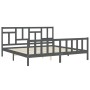 Gray solid wood bed frame with headboard 200x200 cm by vidaXL, Beds and slatted bases - Ref: Foro24-3193163, Price: 162,94 €,...