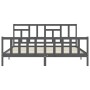 Gray solid wood bed frame with headboard 200x200 cm by vidaXL, Beds and slatted bases - Ref: Foro24-3193163, Price: 162,94 €,...