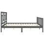 Gray solid wood bed frame with headboard 200x200 cm by vidaXL, Beds and slatted bases - Ref: Foro24-3193163, Price: 162,94 €,...