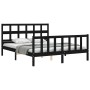 Double bed frame with black solid wood headboard by vidaXL, Beds and slatted bases - Ref: Foro24-3193020, Price: 177,99 €, Di...